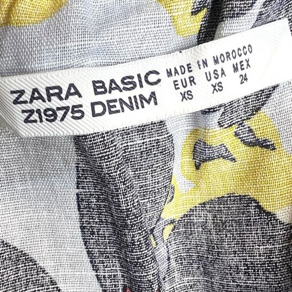 ZARA Floral Print Off The Shoulder Linen Blend Midi Dress XS - Picture 10 of 12